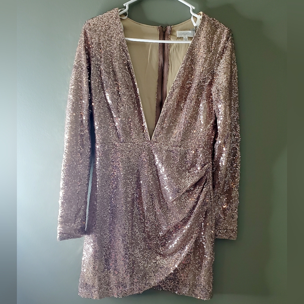 Elegant Sequin V-Neck Dress